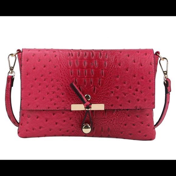 Croc and ostrich crossbody handbag - Picture 4 of 6